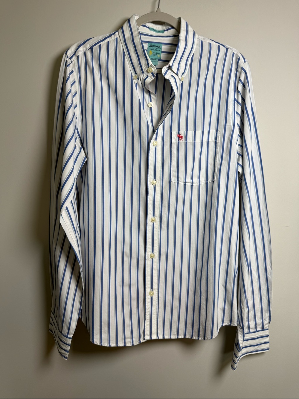 Abercrombie & Fitch Men's XL Muscle Striped Cotton Button-Down Vintage Y2K-era